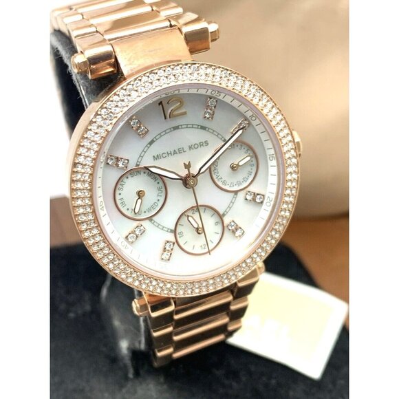 Michael Kors Women's Watch MK5616 Parker Quartz Mother of Pearl Rose Gold Steel - Picture 13 of 14